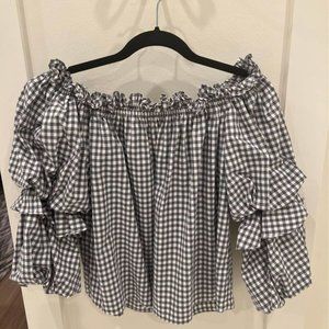 Caroline Constas Off Shoulder Gingham Top- Size Small